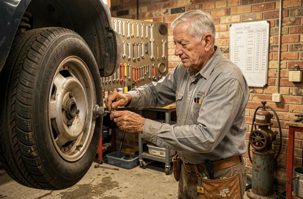 Mécanicien expérimenté de l'EURL Garage Droyaux travaillant sur un véhicule dans son garage artisanal